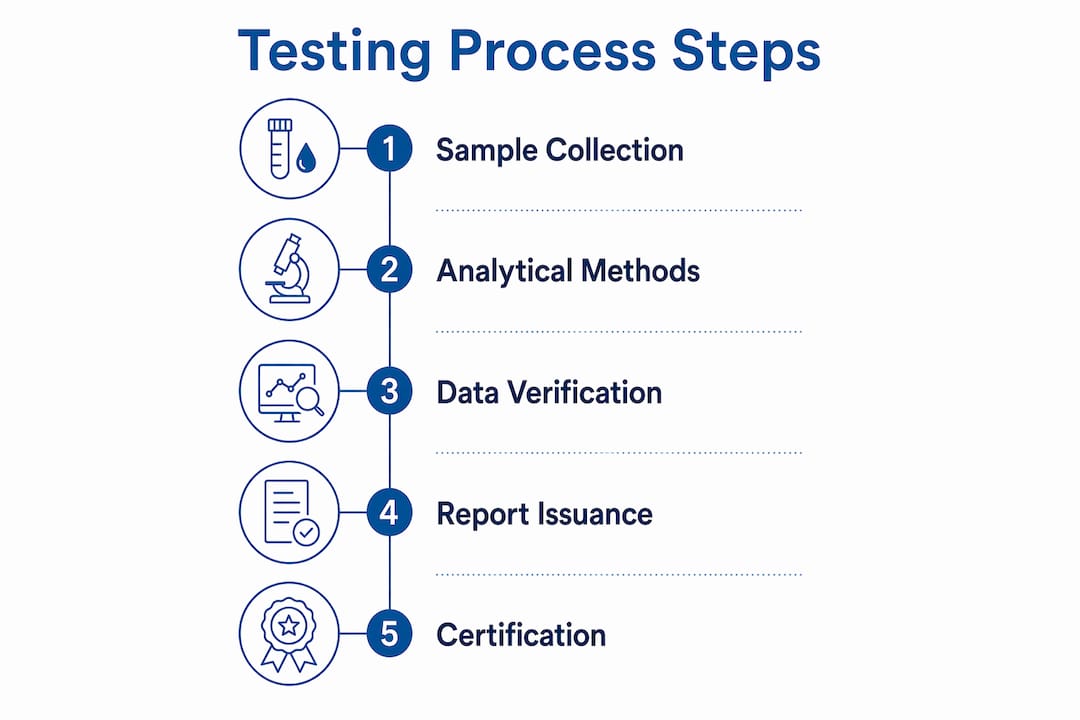 Infographic illustrating testing process steps