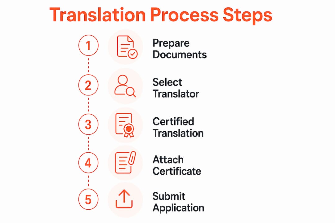Infographic showing immigration document translation steps