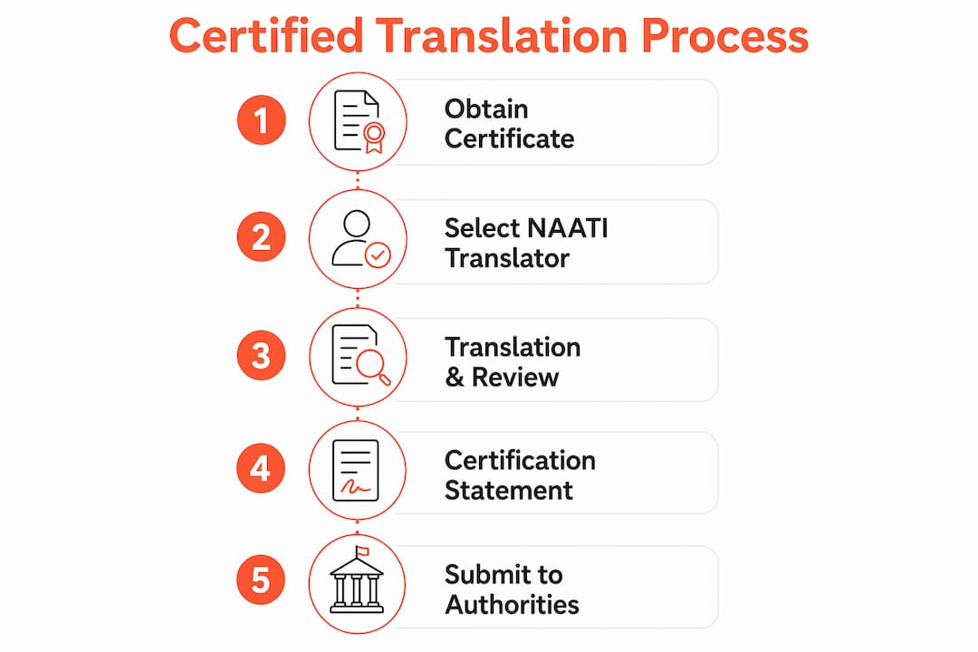 Infographic showing certified translation process steps