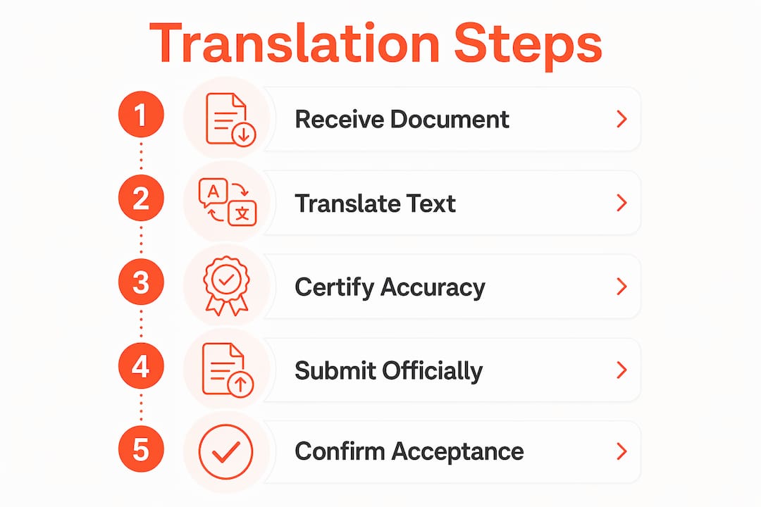 Infographic illustrating certified guardianship translation steps
