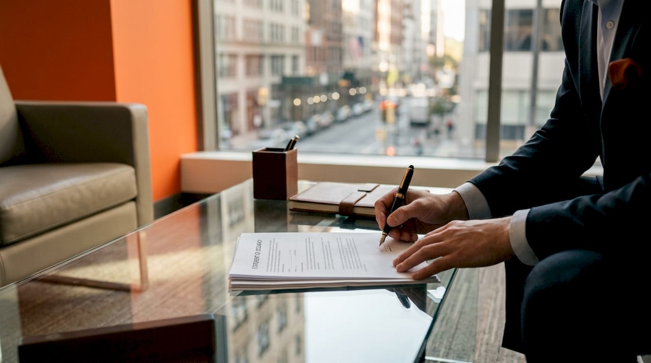 Hands signing Statement of Accuracy document