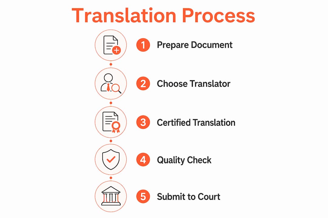 Infographic illustrating certified will translation steps