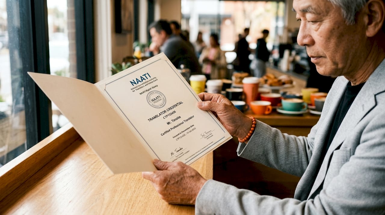 Hands holding certified translation with verification details
