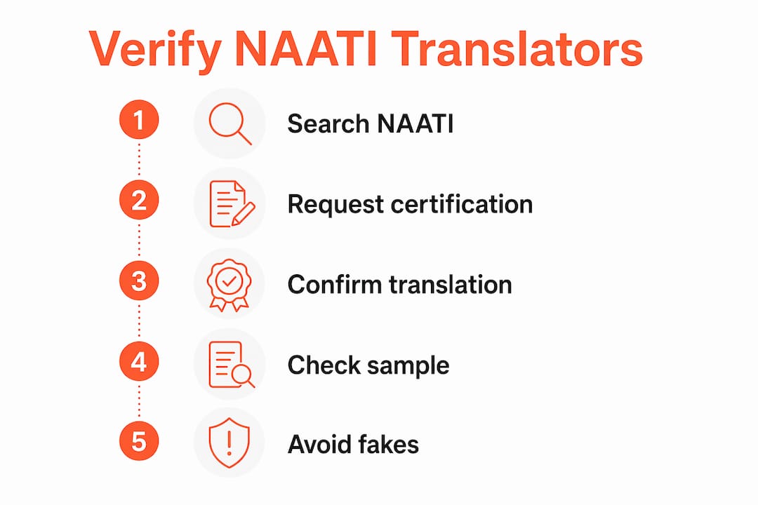 Infographic explaining how to verify NAATI-certified translators