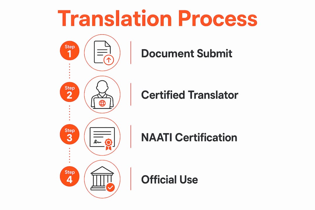 Infographic showing NAATI-certified translation steps