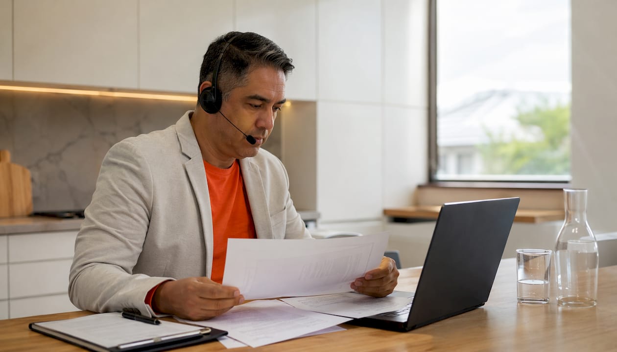 NAATI-certified translator working at home