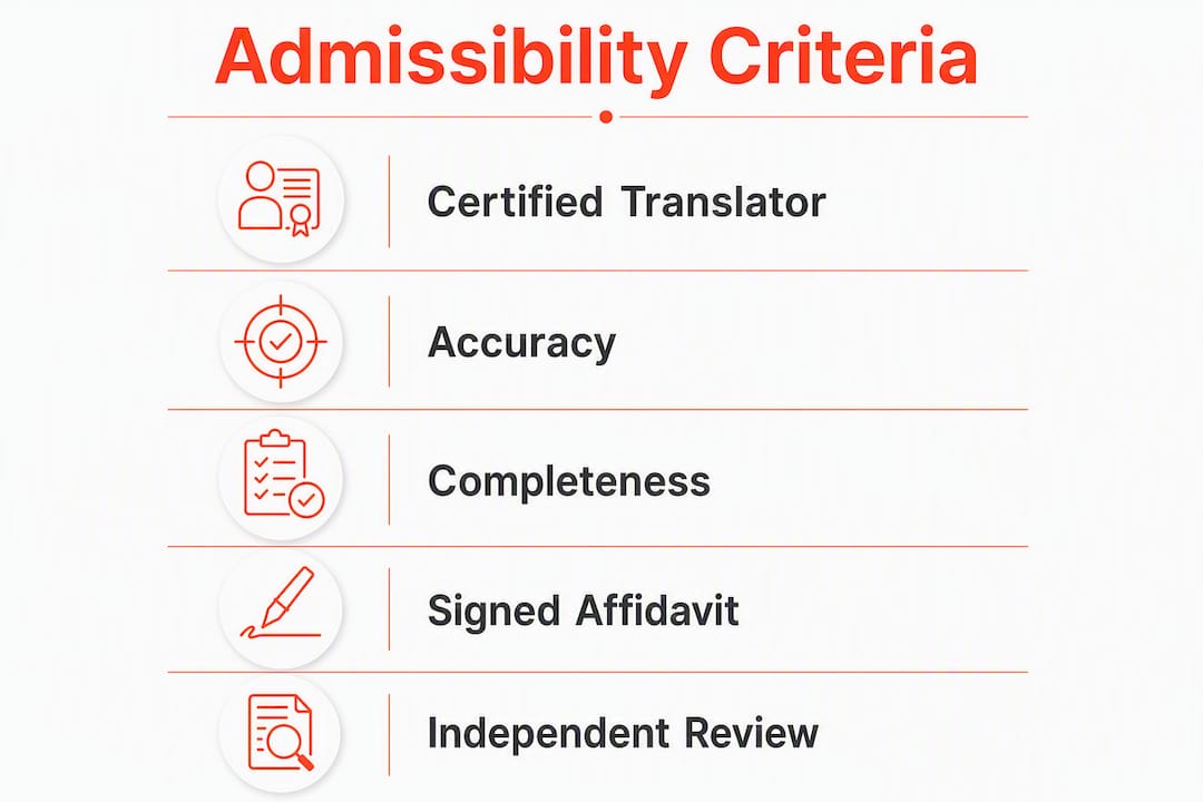 Infographic of legal translation admissibility steps