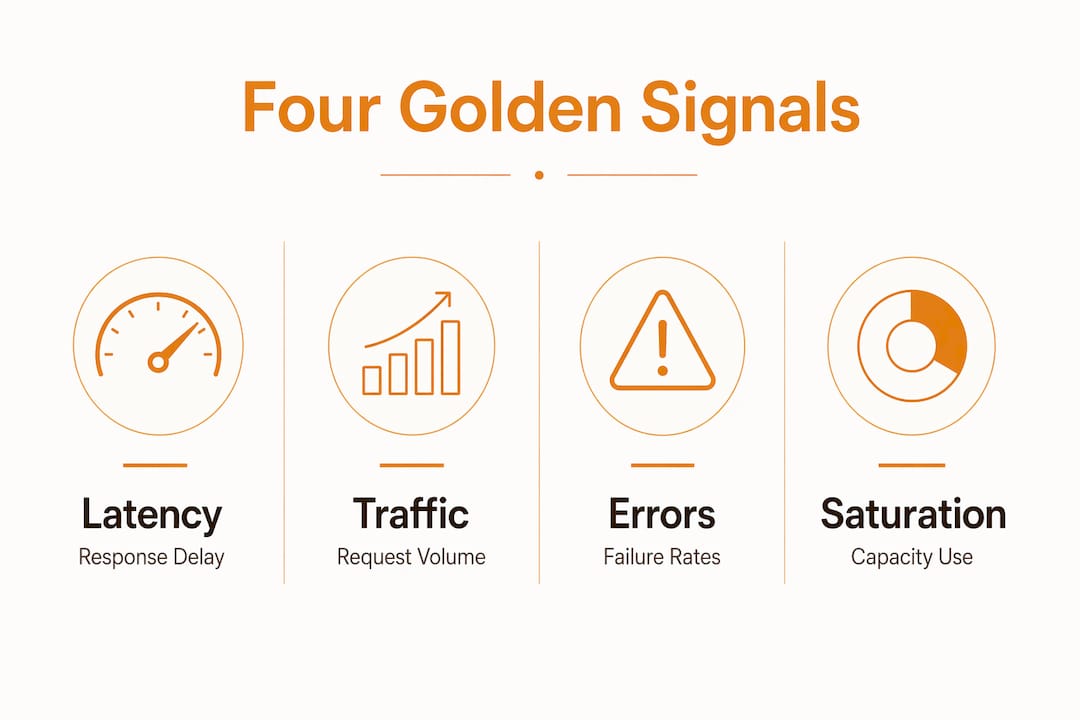 Infographic showing the four golden signals of APM