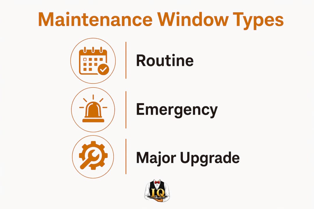 Infographic of server maintenance window types