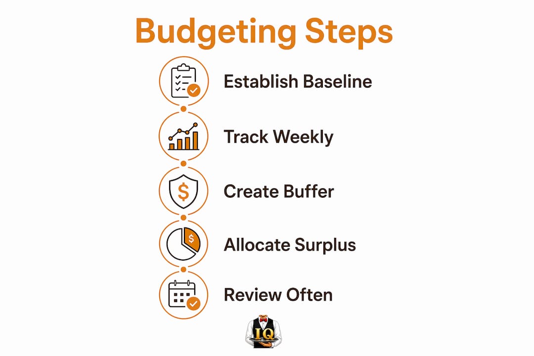 Infographic of budgeting steps for variable income