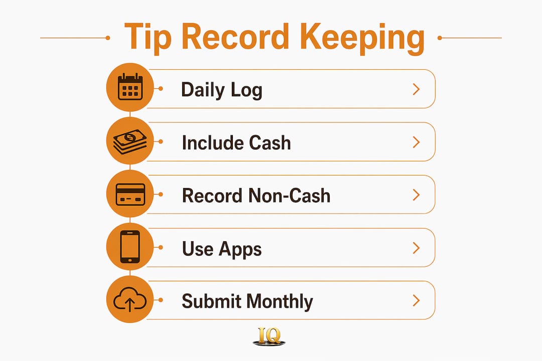 Infographic showing tip record keeping steps