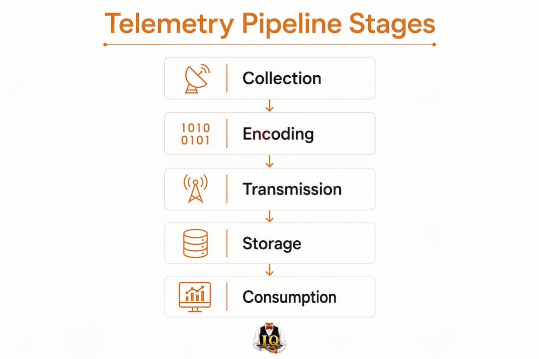 Infographic displaying real-time server telemetry pipeline stages