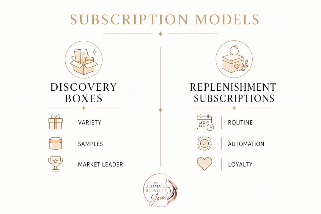 Infographic comparing beauty subscription model types