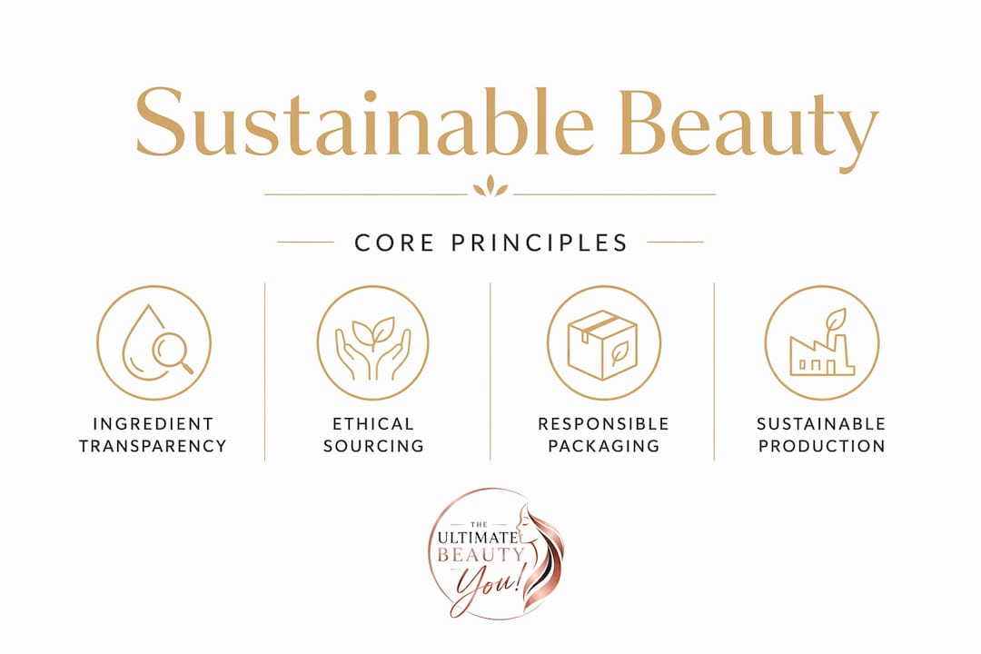 Infographic illustrating core principles of sustainable beauty