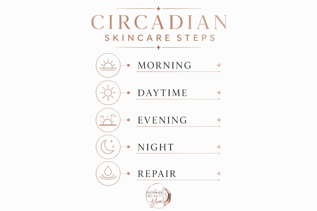 Infographic displaying circadian skincare routine steps