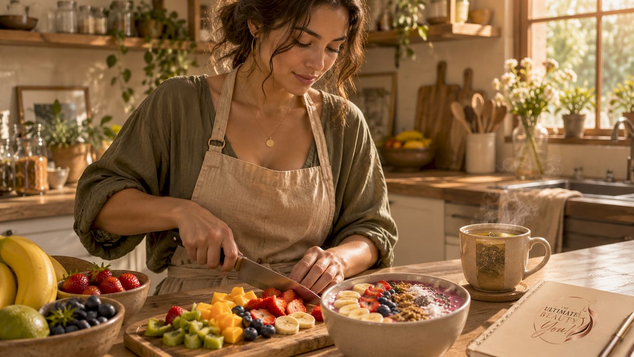 Woman preparing nutritious breakfast in kitchen