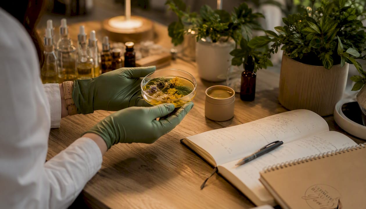Dermatologist testing natural product irritants