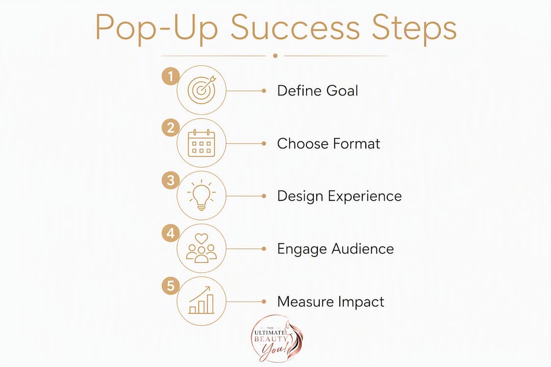 Infographic illustrating beauty pop-up success steps