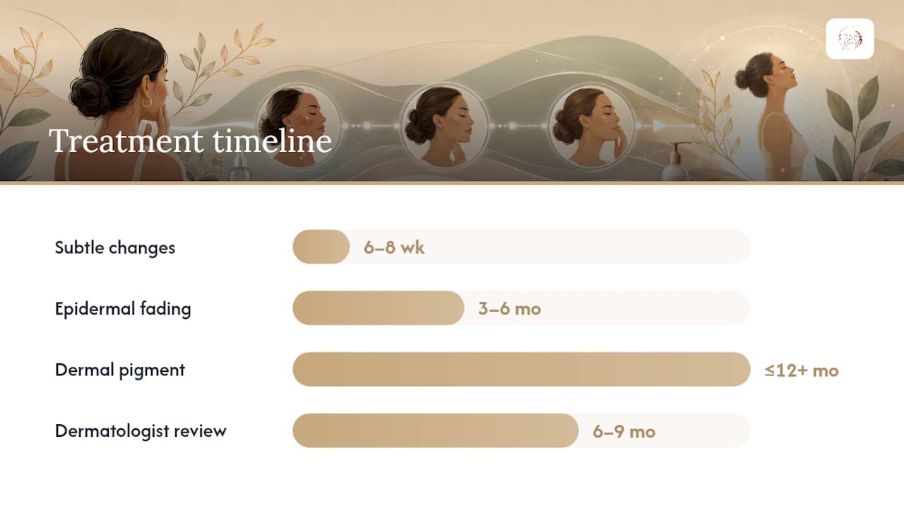 Timeline for visible hyperpigmentation treatment results