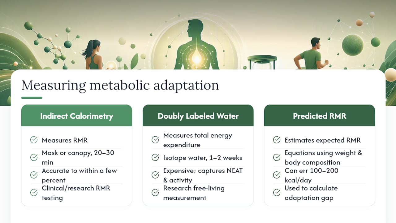 Diagram comparing metabolic adaptation measurement methods