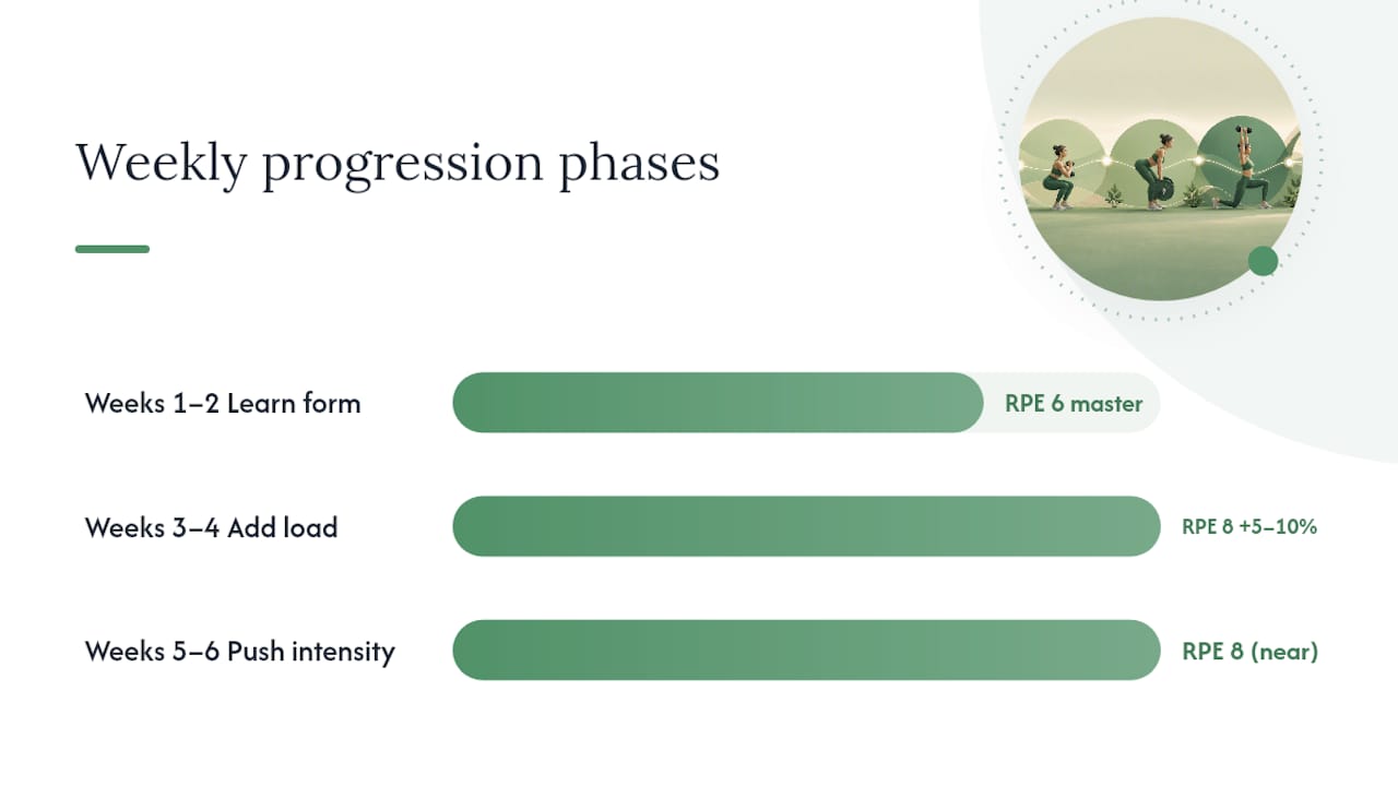 Six-week strength training progression timeline