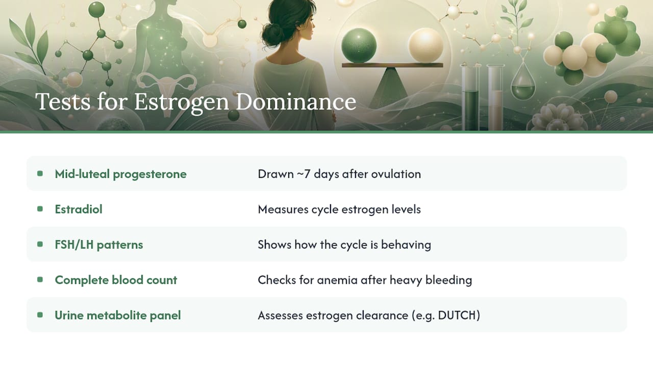 Hormone and blood tests overview for estrogen dominance