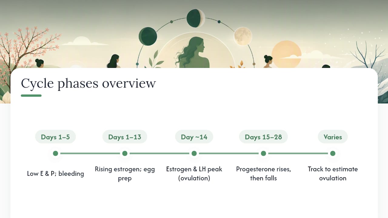 Timeline of four menstrual cycle phases