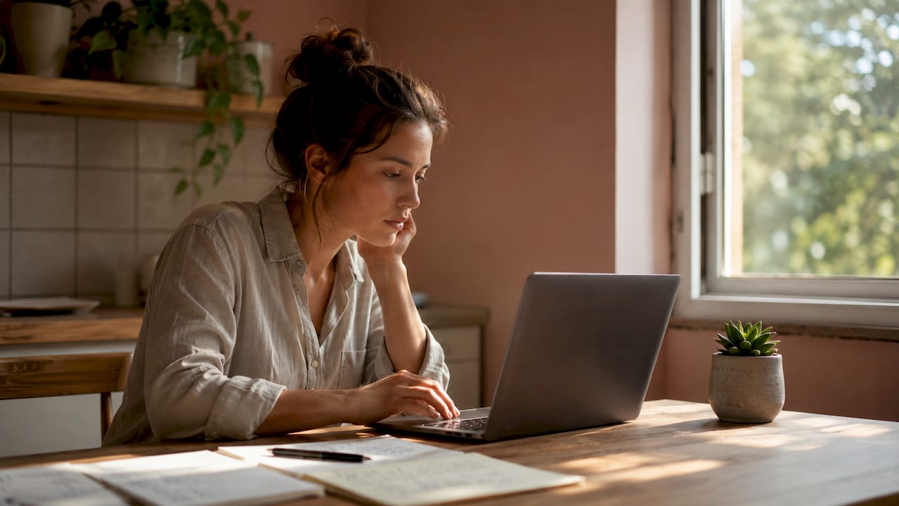 Small business owner working with marketing software