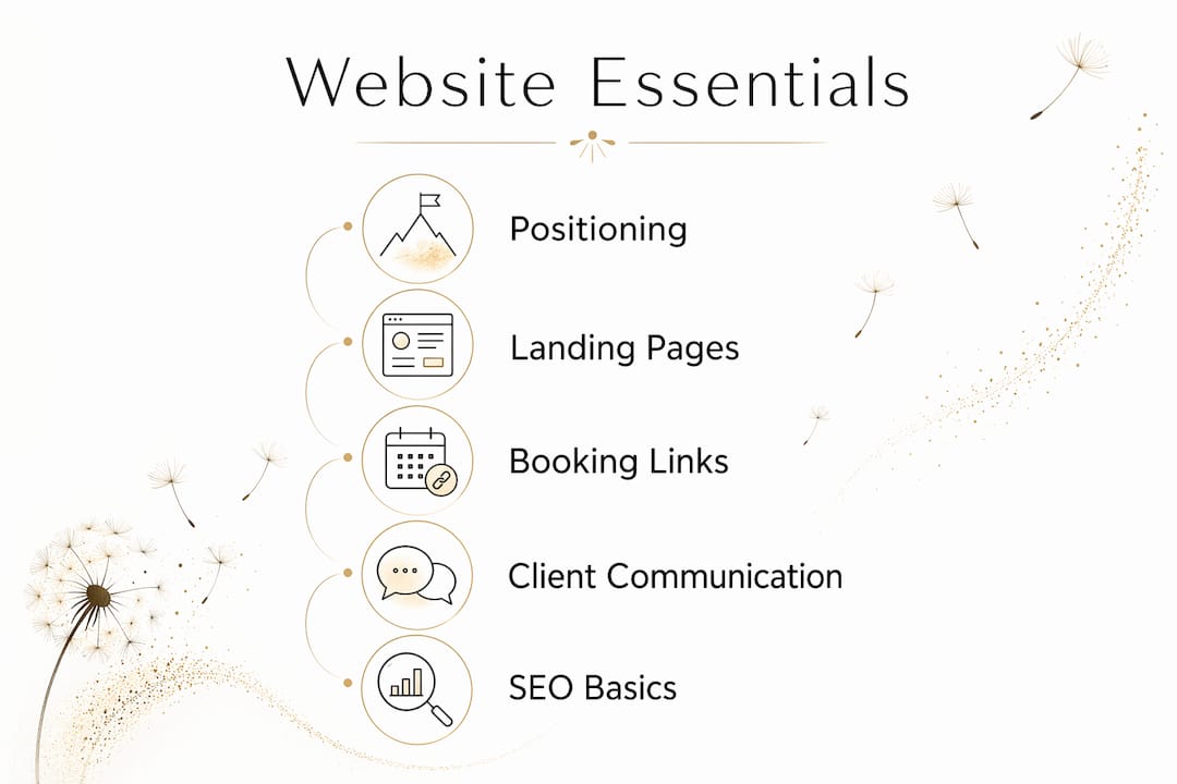 Infographic showing key digital assets for coaching website