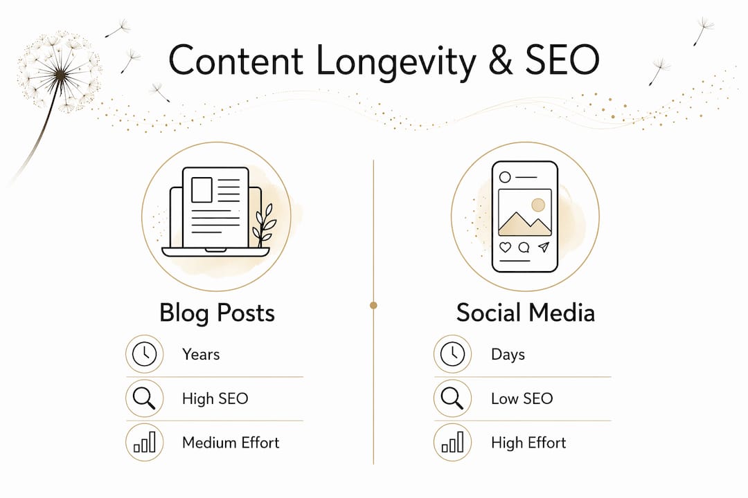 Infographic comparing blogging and social media content