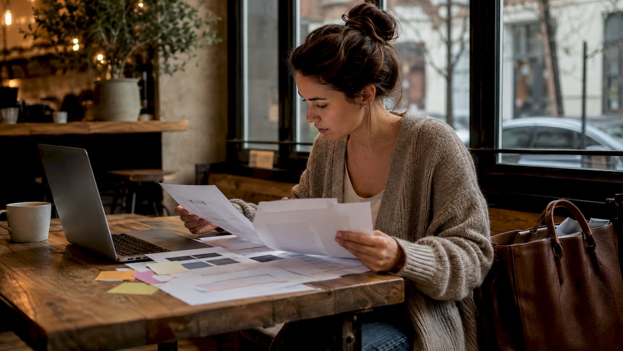 Entrepreneur reviewing content strategy plans at home