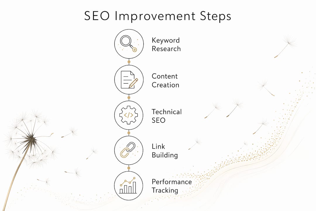 Infographic outlining SEO improvement steps for wellness brands