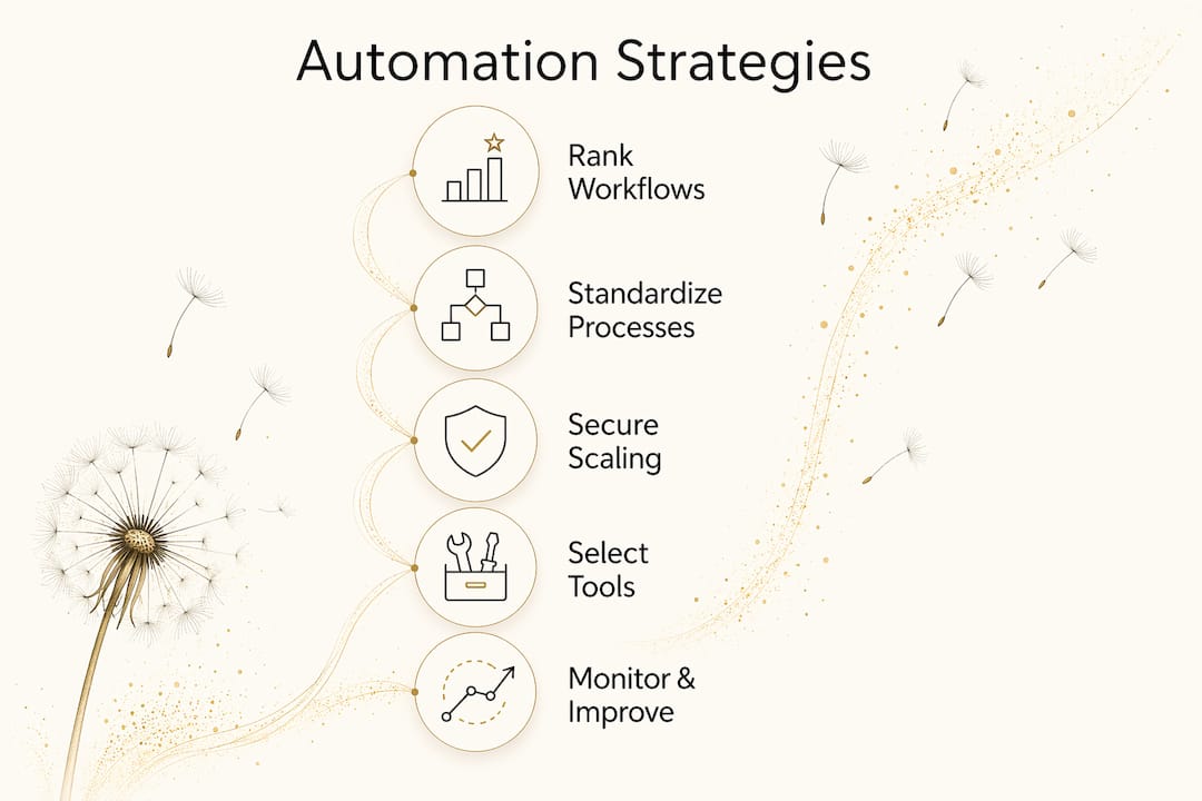 Infographic illustrating automation implementation steps