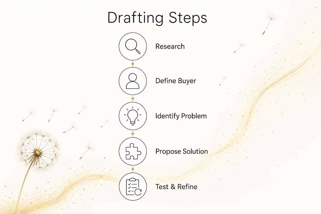 Infographic showing five steps to draft a value proposition