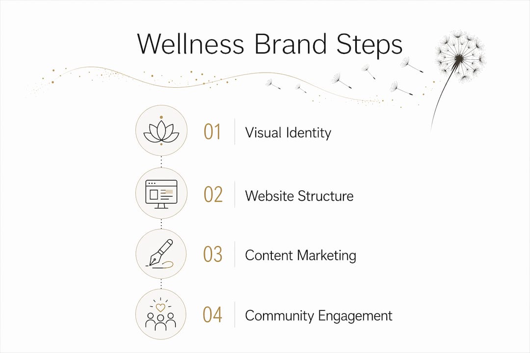 Infographic illustrating wellness brand building steps