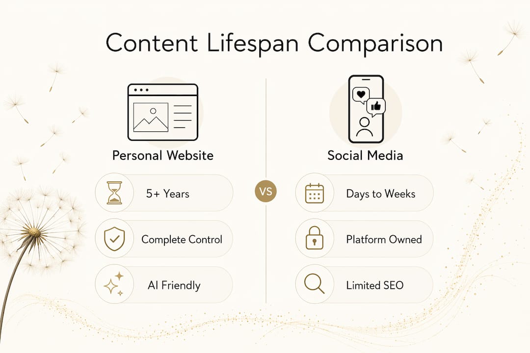 Infographic comparing content lifespan on websites and social media