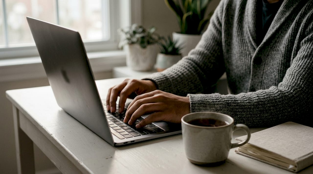 Person typing on laptop testing local SEO AI visibility