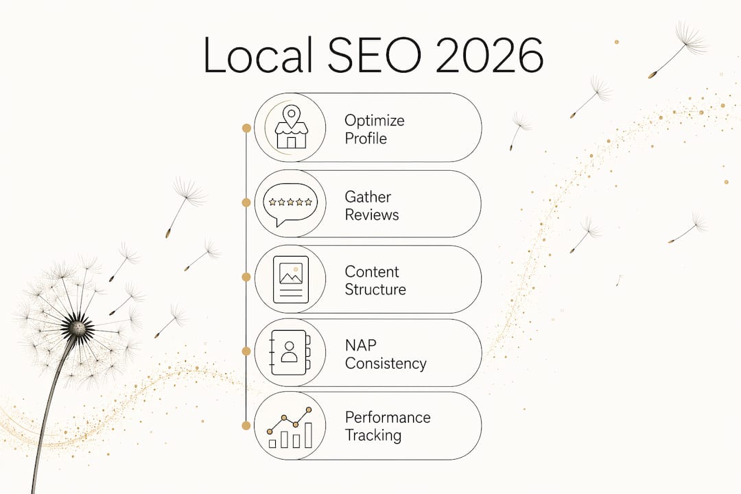 Infographic outlining five local SEO optimization steps