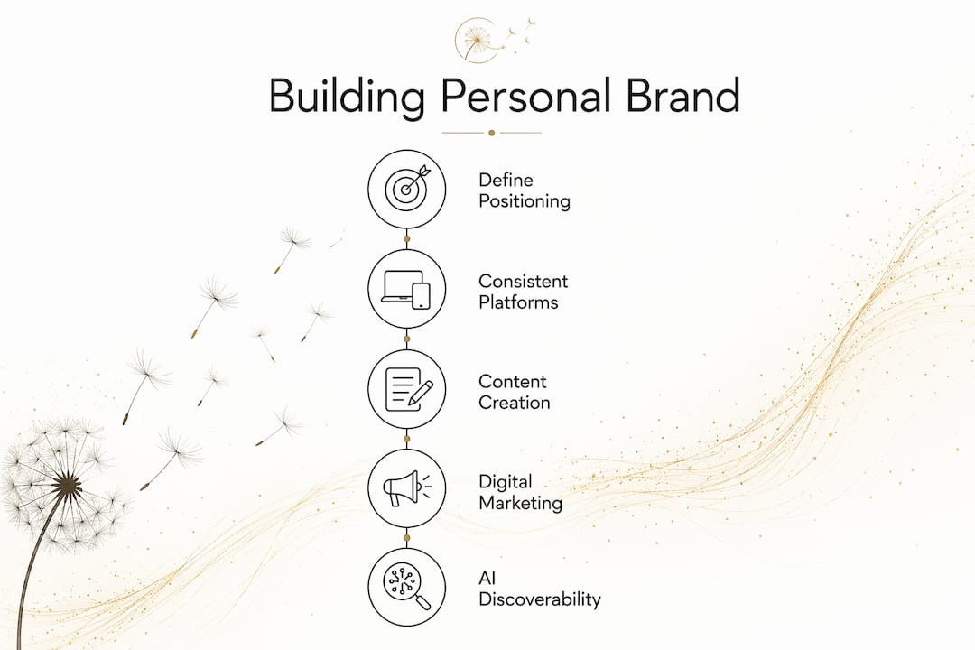 Infographic outlining steps to build personal brand online