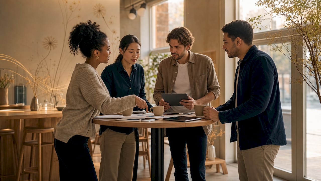 Diverse team collaborating on digital transformation