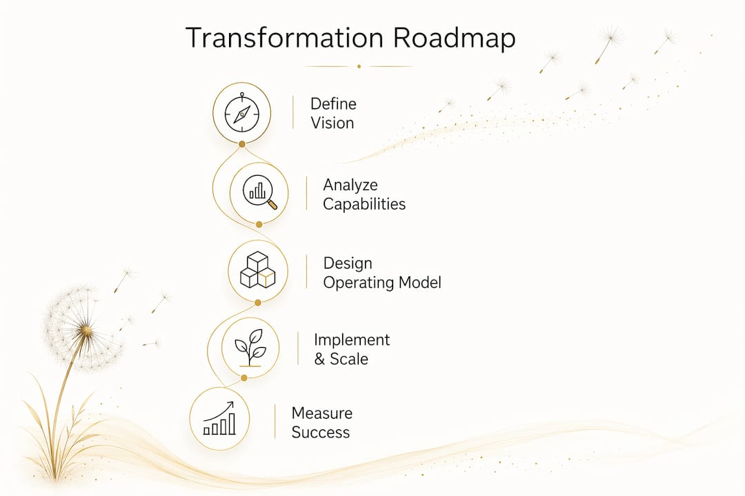 Infographic illustrating digital transformation roadmap steps