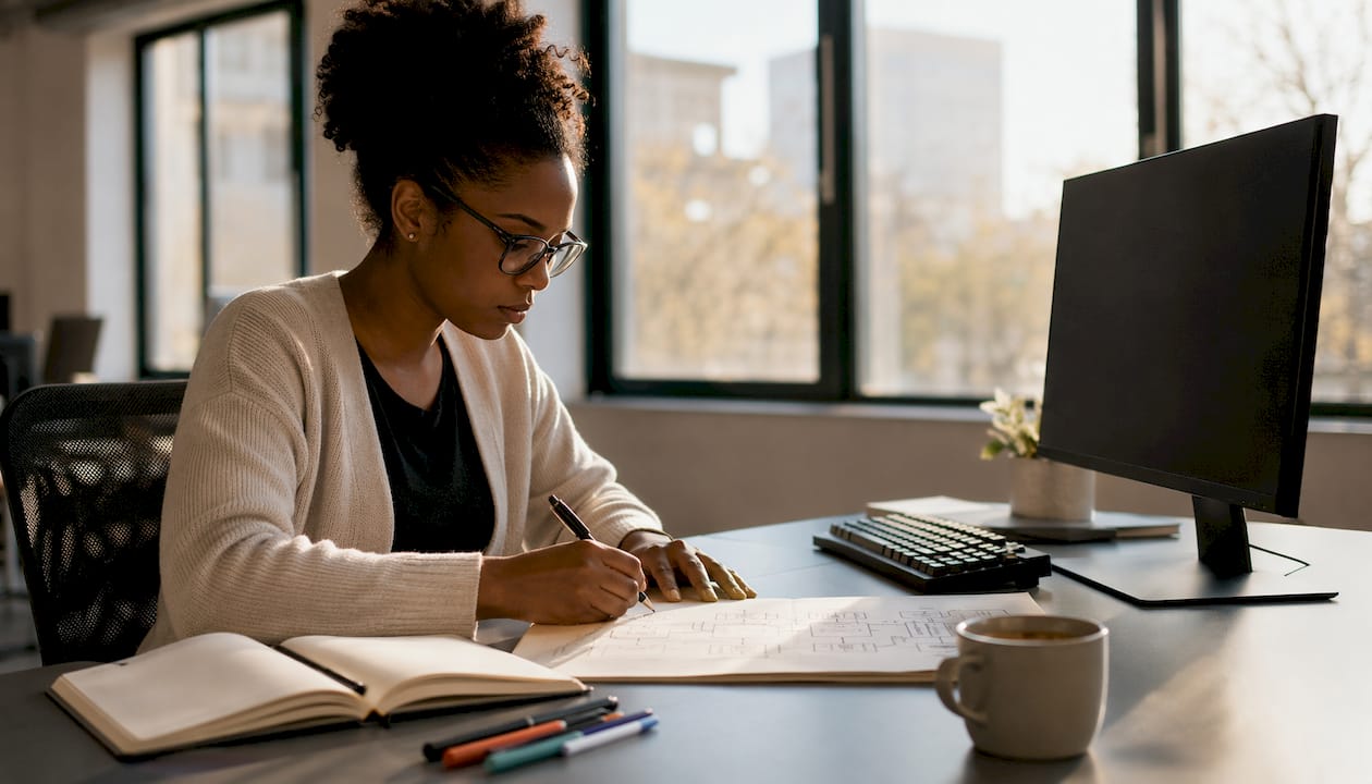 Developer typing AI workflow steps in home office