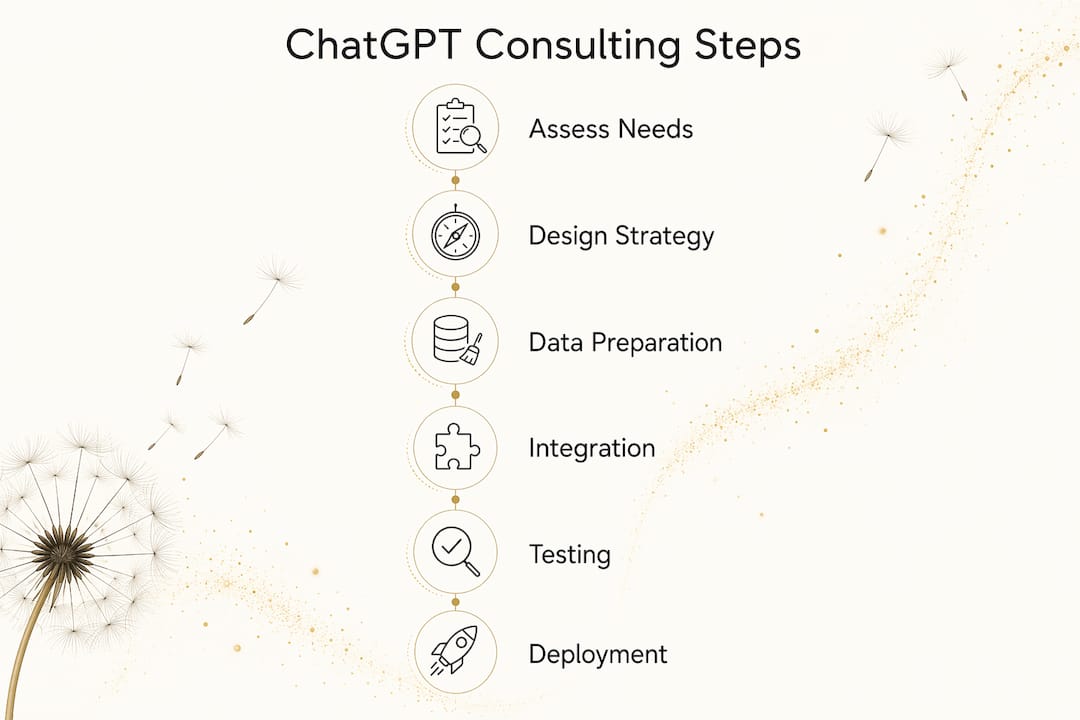 Infographic illustrating steps of ChatGPT consulting process