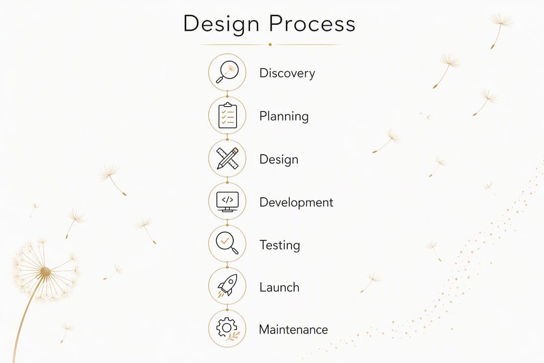 Infographic showing website design process steps