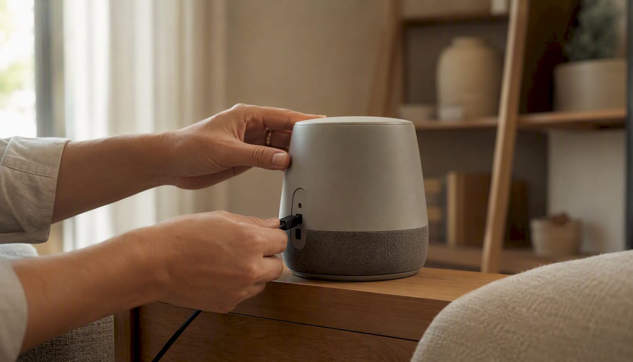 Hands wiring smart speaker device