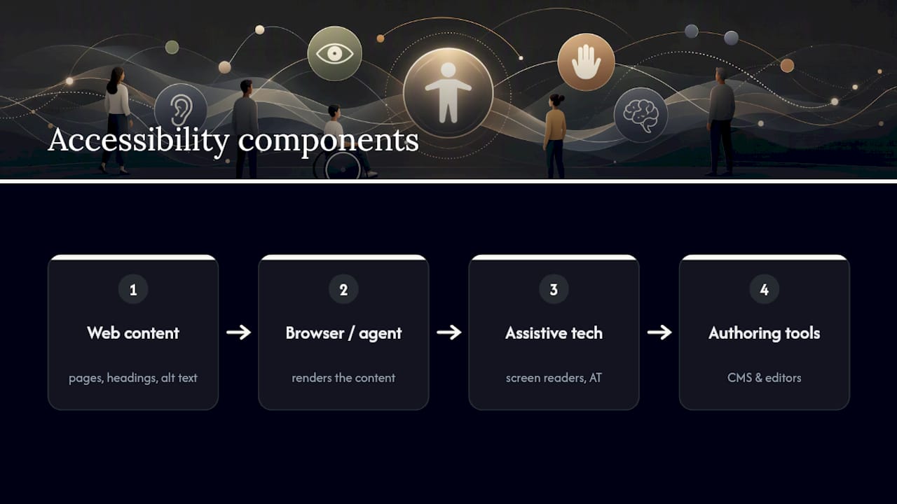Four components interplay diagram for web accessibility