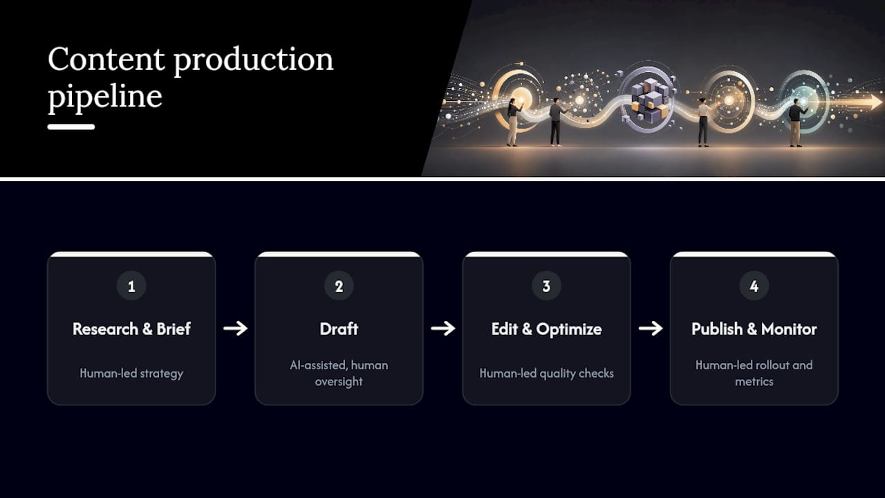 Seven-stage AI SEO content pipeline