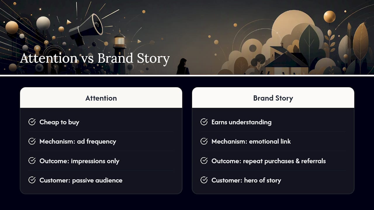 Why Brand Stories Drive Engagement and Loyalty, Not Just Attention — overview diagram