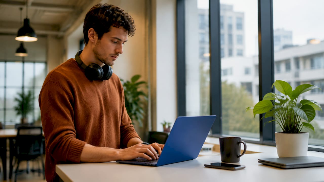 Hands typing code triggering security scan