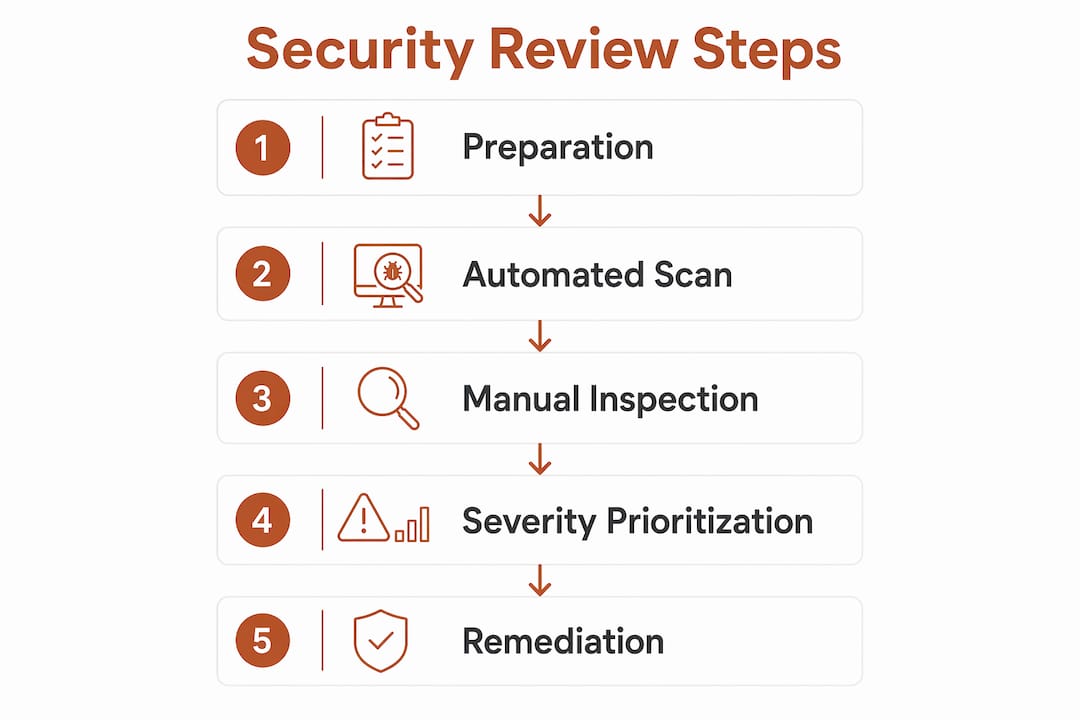 Infographic showing five steps of security review process